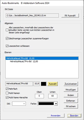 Auto-Bookmarks Dialog